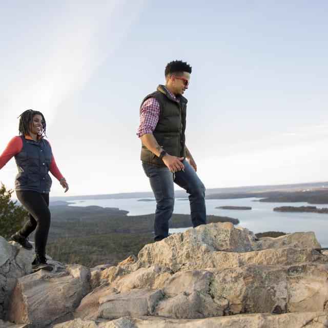Three hikers on Pinnacle Mountain